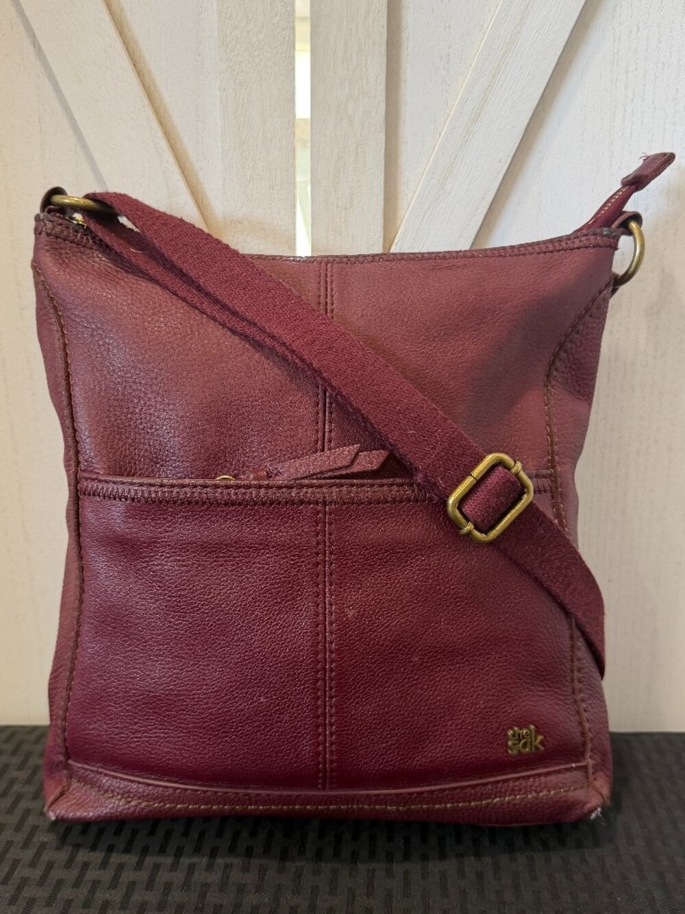 The Sak Burgundy Pebbled Leather Crossbody Shoulder Bag
